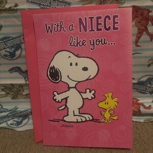Peanuts Pink Snoopy & Woodstock Birthday Niece Card